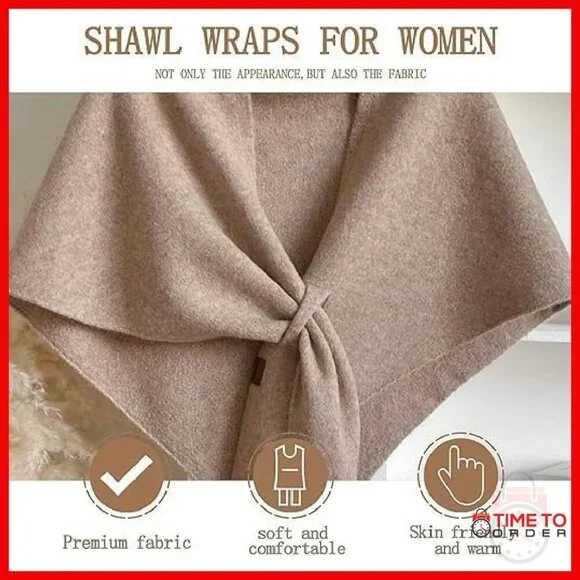 Large Knitted Shawl Wrap, Polyester Pashmina, Versatile All-Season Scarf - Picture 5 of 8